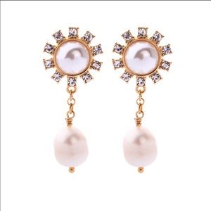 Crystal Decorated Faux Pearl Earrings